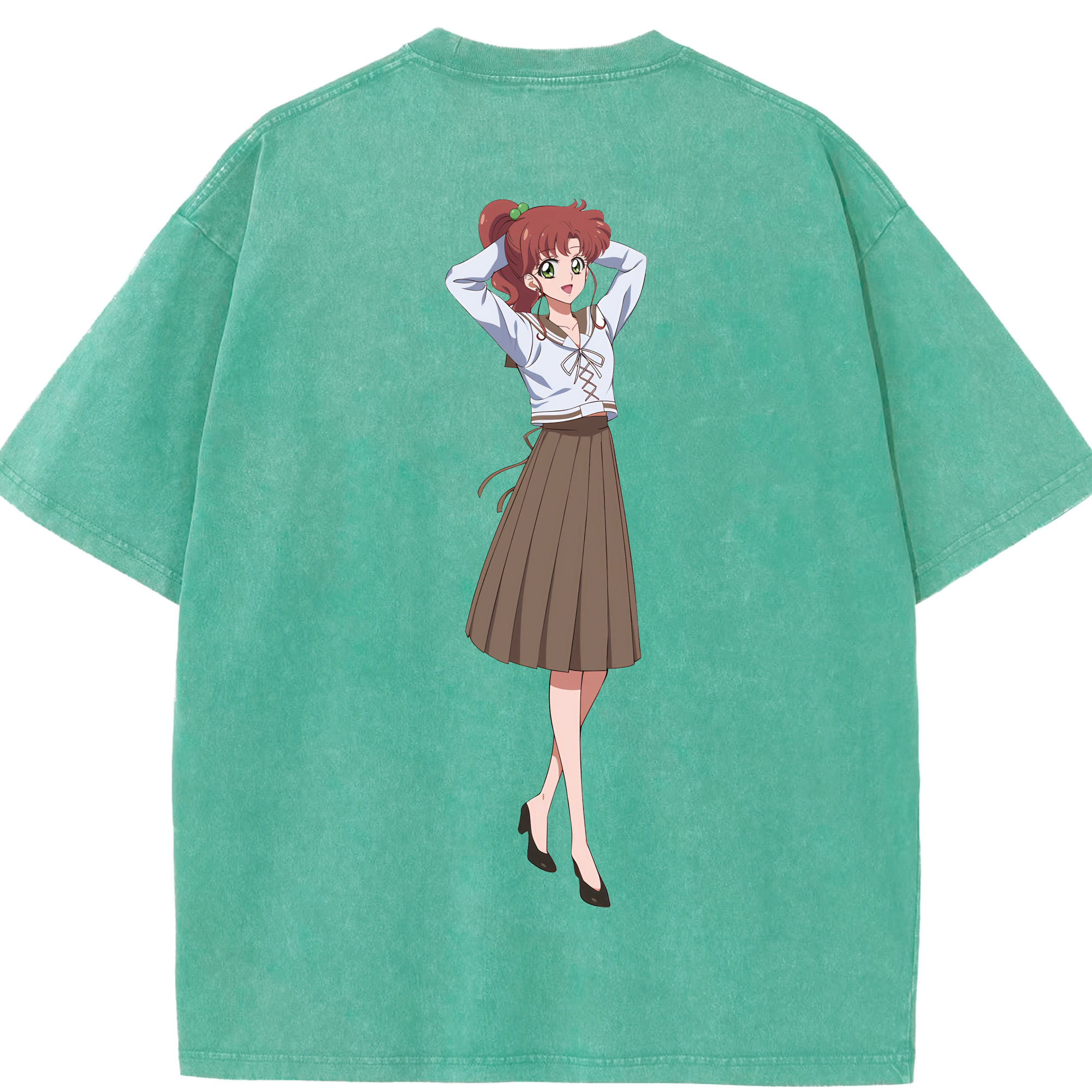 （画像用） 美少女戦士セーラームーン 木野 まこと きの まこと Sailor Moon Kino Makoto （セーラージュピター；Sailor Jupiter） 綿100% ヴィンテージ風 半袖Tシャツ（背面プリント）